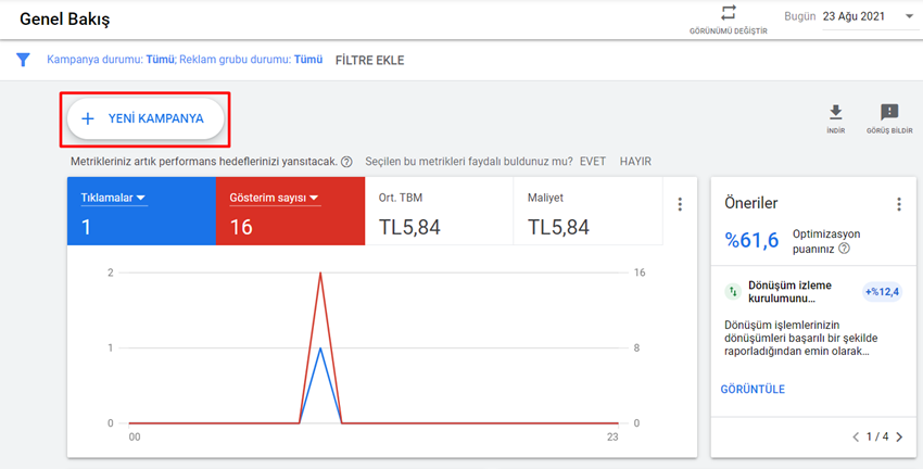 Google ADS Yeni Kampanya